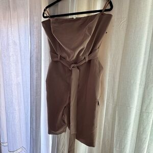 Elegant Tan Women's Strapless Jumpsuit